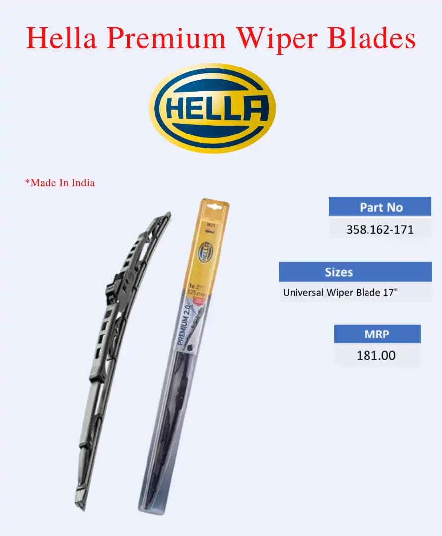 Universal 17" Hella Premium Wiper Blades
