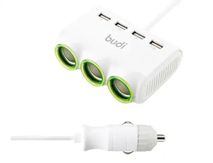 Budi 3 Ports Cigarette Lighter Sockets & USB Car Charger, 4 USB Car Charger with Dual USB-A/PD USB-C Ports