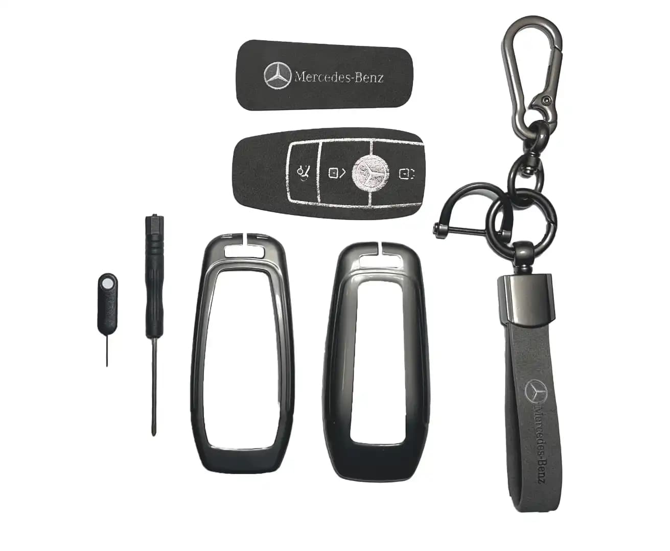 Car Key Case for Mercedes Benz E class (W213 2019-2023) -Premium Alcantara and Metallic Protective- Type A