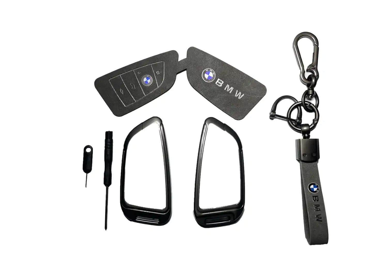 Car Key Case for BMW- Premium Alcantara and Metallic Protective