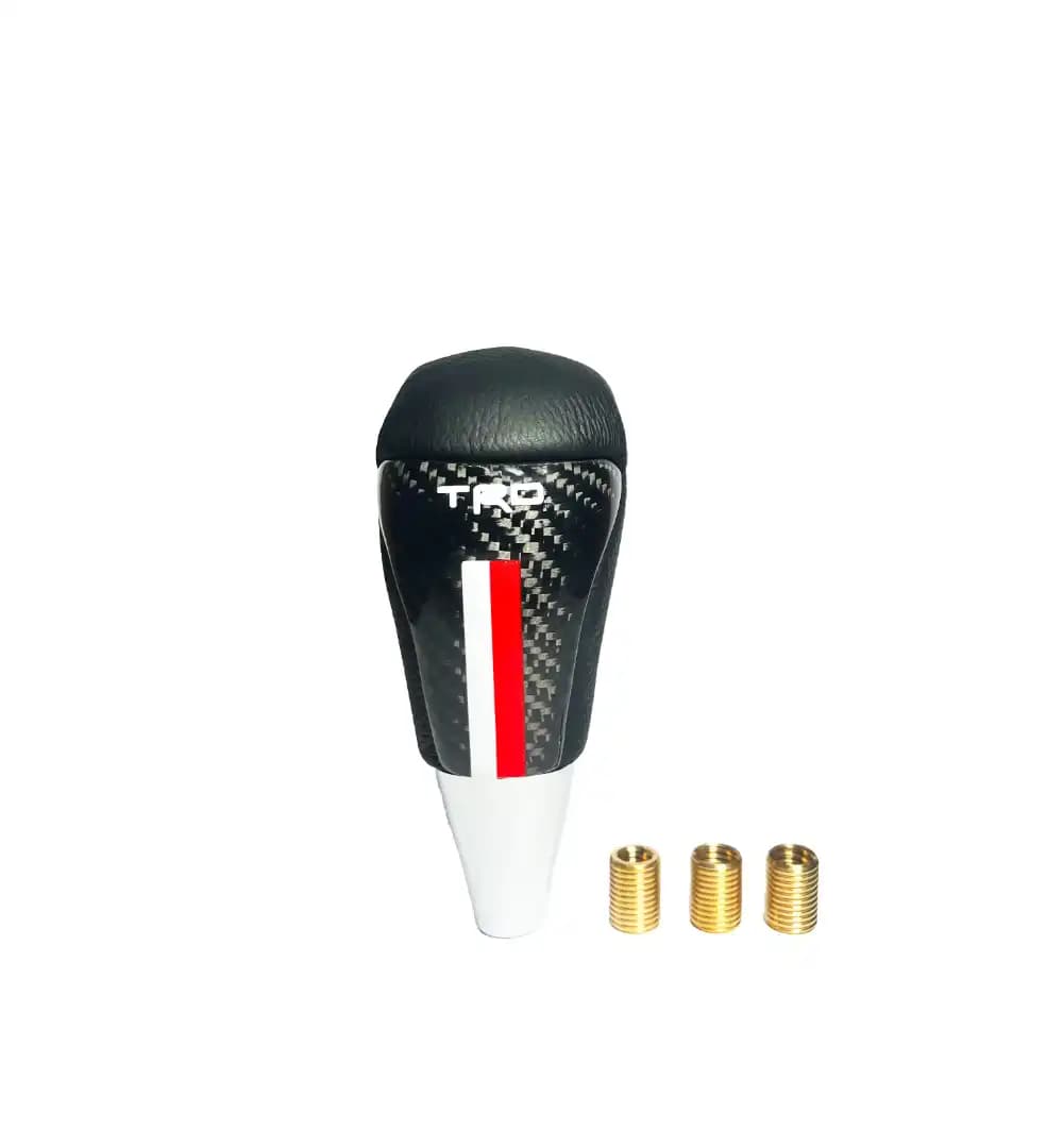 Stylish Carbon Fiber and Leather Gear Knob with red and white lines for Toyota Fortuner for all Manual Vehicles-Fortuner Legender
