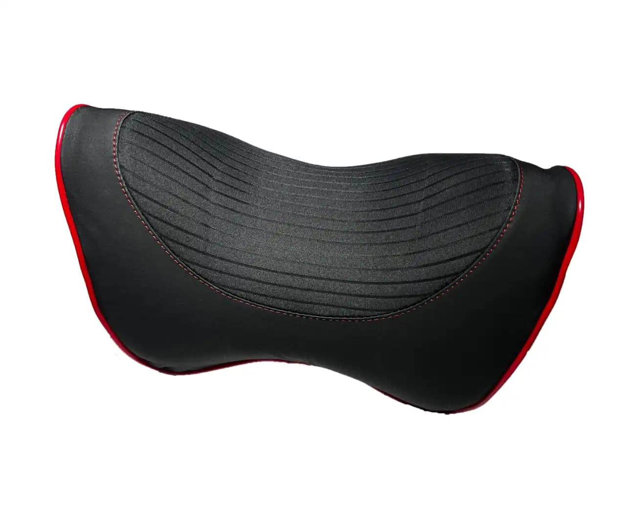 Contoured Memory Foam Neck Pillow/ Ergonomic Neck Pillow-Black with Red Lines Headrest