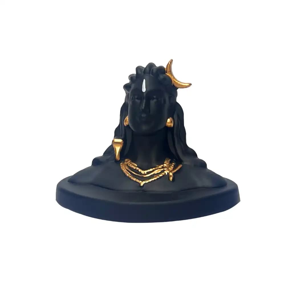 Matte Finish Small Adiyogi Shiva Idol Statue – Black | Decorative Shiva Murti for Car Dashboard, Home & Office