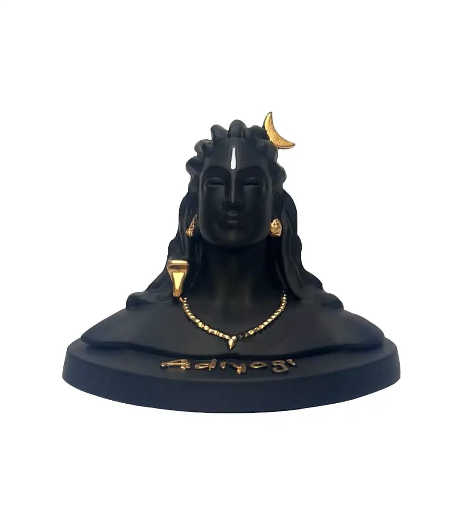 Matte Finish Big Adiyogi Shiva Idol Statue – Black | Decorative Shiva Murti for Car Dashboard, Home & Office