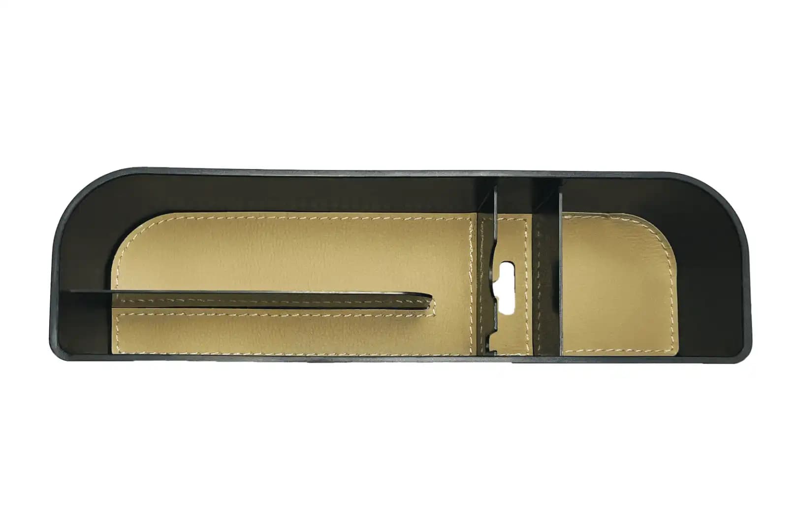 Car Storage Boxes/ Car Seat Gap Filler Organizer/ Leather Gap Storage Box For Car With Cup Holder-Beige