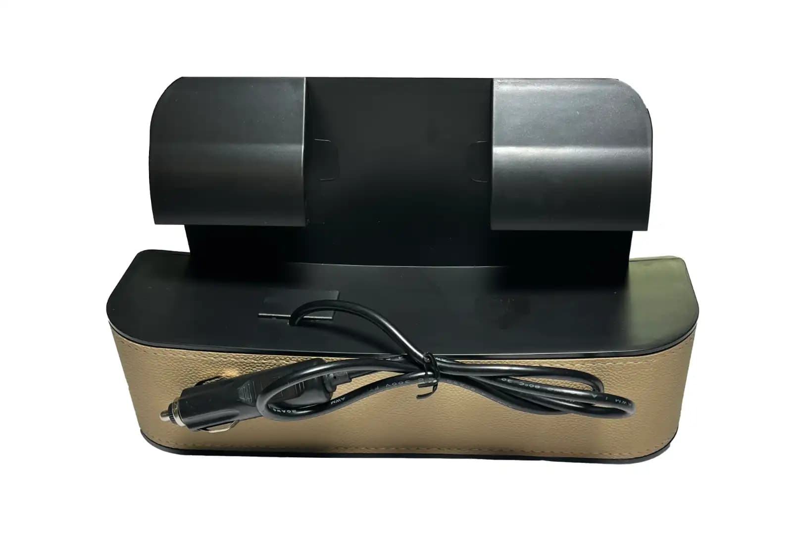 Car Storage Box with Charging Ports and Cable/ Car Seat Gap Filler Organizer/ Leather Gap Storage Box For Car With Cup Holder-Beige