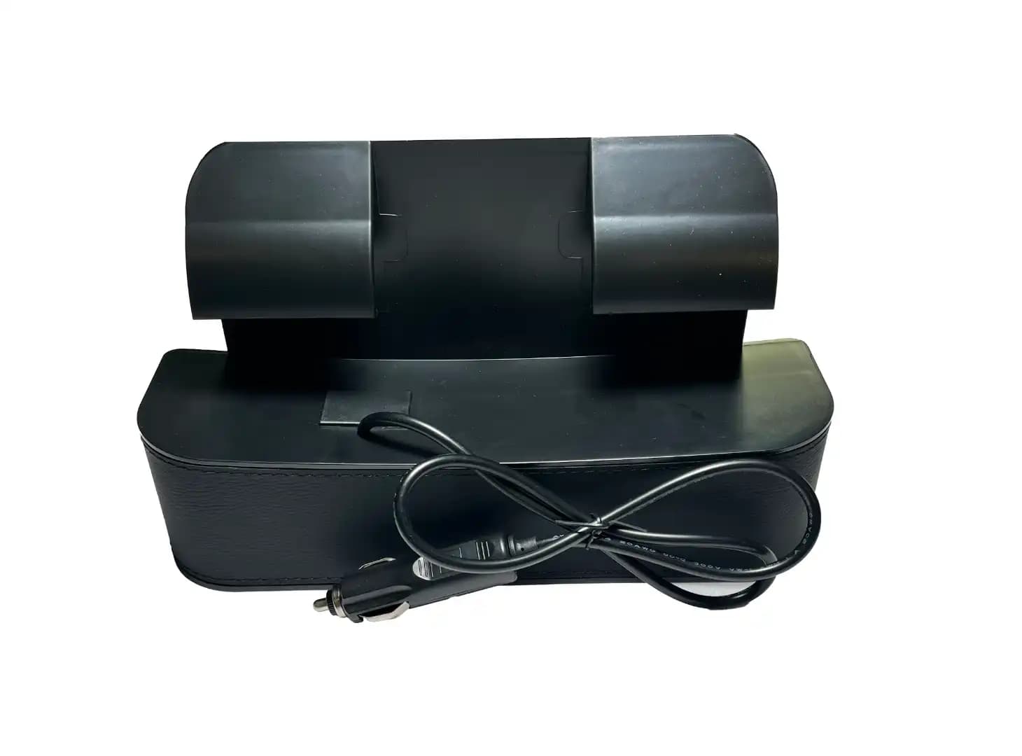 Car Storage Box with Charging Ports and Cable/ Car Seat Gap Filler Organizer/ Leather Gap Storage Box For Car With Cup Holder-Black