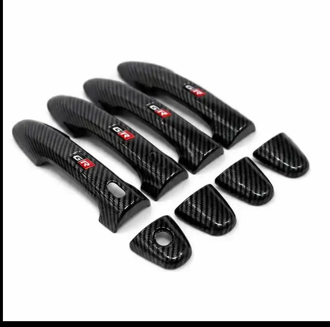 Carbon Fiber Style Door Handle Cover for Toyota Hilux | ABS Door Handle Protector Set | Black Carbon Texture Finish